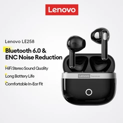 Lenovo LE258 Fones De Ouvido Bluetooth E Sem Fio Com V6.0 ENC Redução De Ruído Mais Som Estéreo HiFi