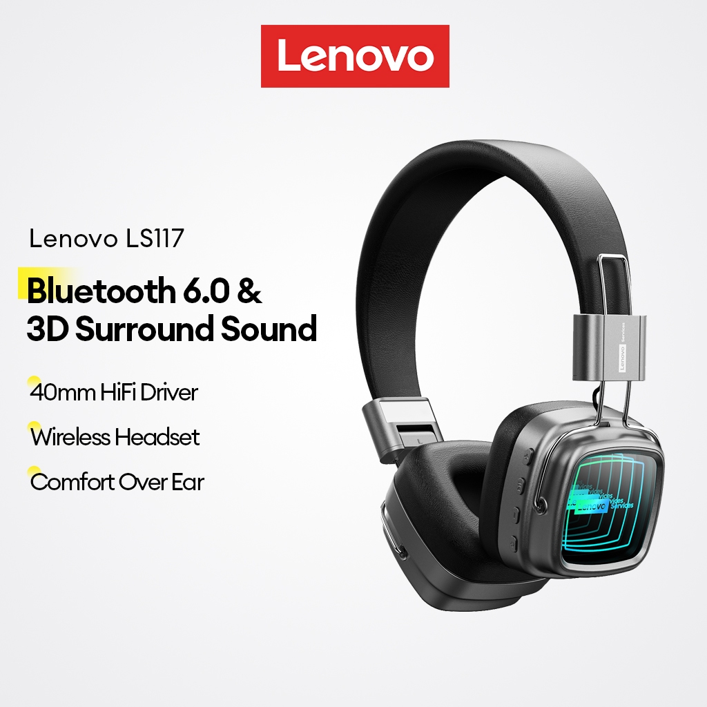 Fones De Ouvido Bluetooth Lenovo LS117 E Fone Sem Fio Com V6.0 Som Surround 3D Mais Driver HiFi De 40 Mm