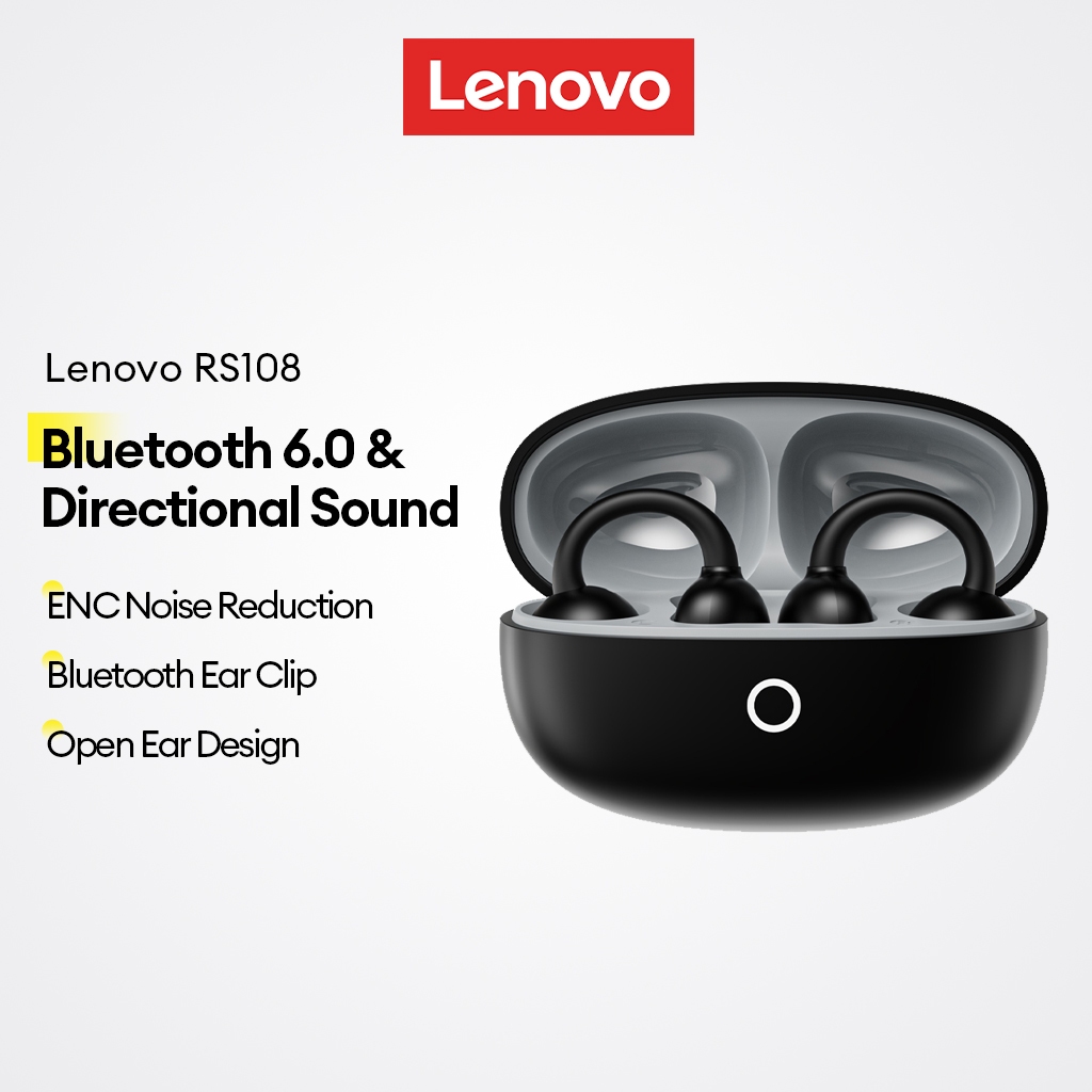 Fones De Ouvido Abertos Lenovo RS108 E Clipe Bluetooth Com V6.0 Redução De Ruído ENC Mais Som Direcional