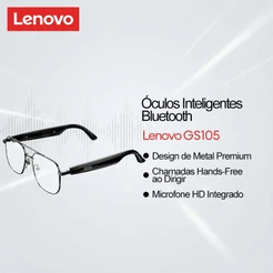 Óculos Inteligentes Lenovo GS105 E Armação De Fone De Ouvido Bluetooth Com Microfone HD Para Dirigir Design De Metal