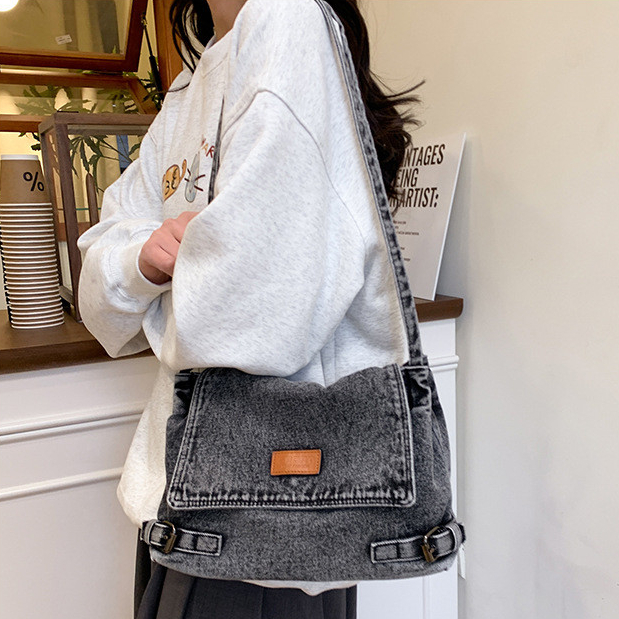 Bolsa jeans sacola Crossbody bolsa de ombro de grande capacidade bolsa de lona feminina