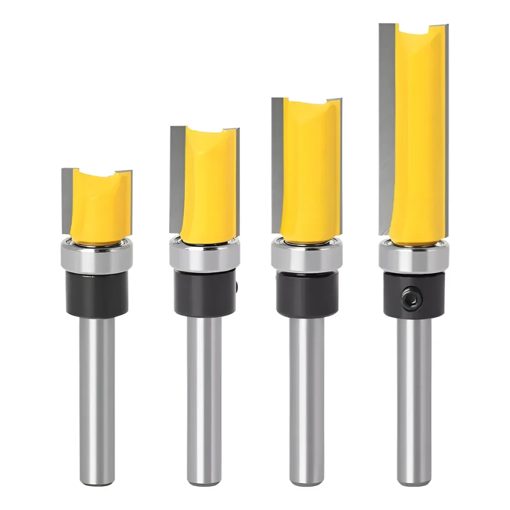 Kit 4 Unidades Fresa Tupia 6mm Haste Paralela Rolamentada