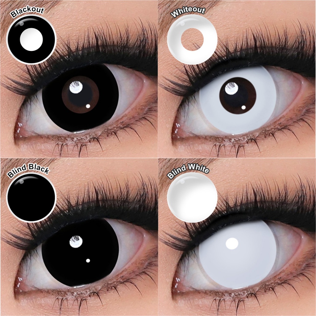 Magister Lente De Contato Halloween Preta/Branca Cosplay 14.5mm Lente Colorida Uso Anual 2 Peças em Oferta na Shopee