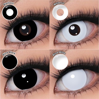 Magister Lente De Contato Halloween Preta/Branca Cosplay 14.5mm Lente Colorida Uso Anual 2 Peças em Oferta na Shopee