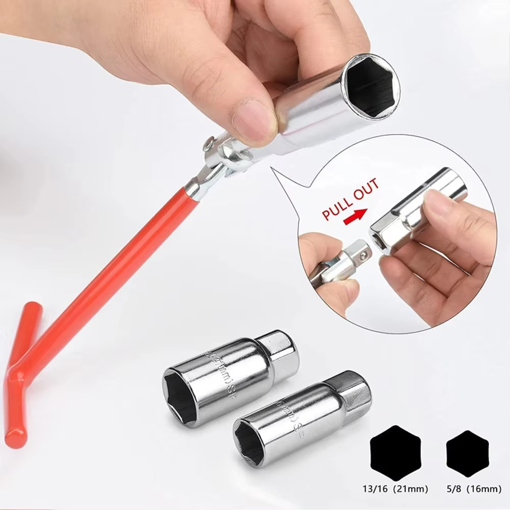 Um conjunto de 2 soquetes de chave de vela de ignição tipo T reconectada de 16 mm e 21 mm, adequada para carros e veícul
