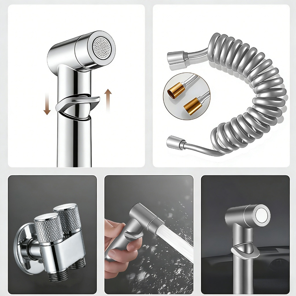 KIT Banheiro Ducha Higiênica Duas Saídas De 1/2 Mm  Com  Molas e válvulas de aço inoxidável  Parede