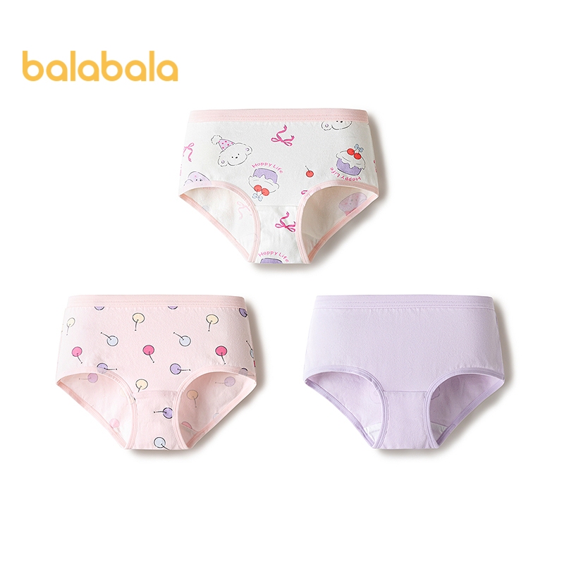 balabala Roupa Íntima Infantil Para Meninas 2026 Cuecas De Algodão , Pacote Com 3 Crianças Pequenas , Confortáveis Macio