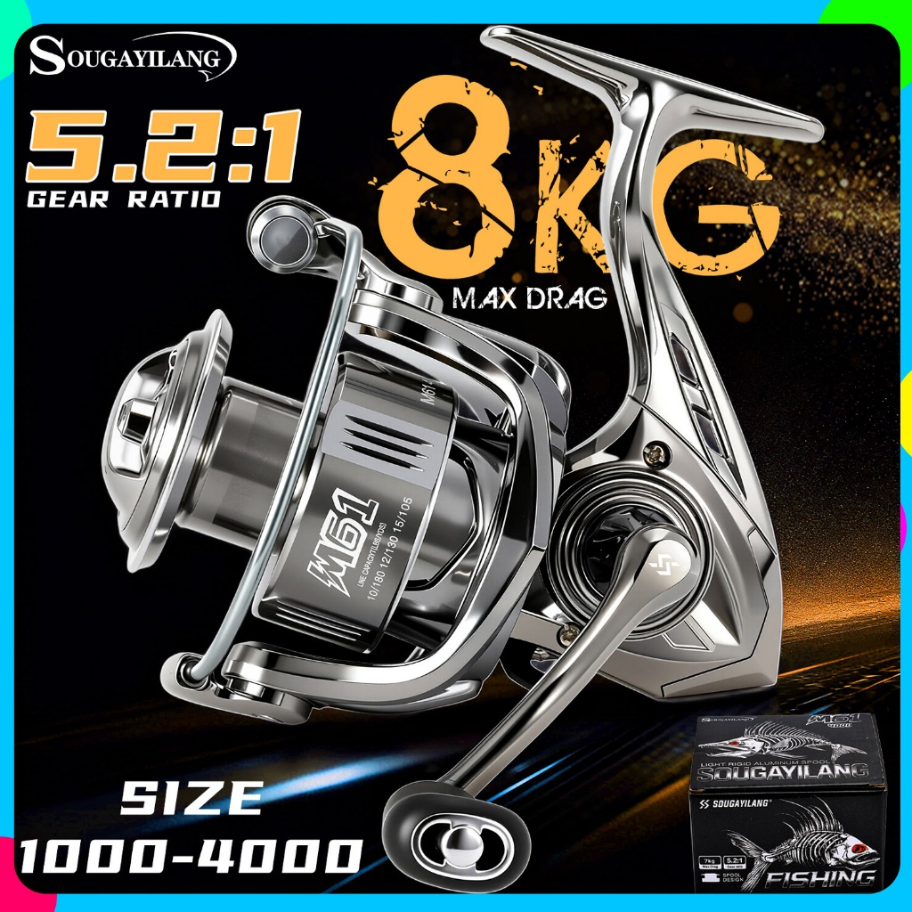 Sougayilang Carretel De Pesca Giratório Modelo 1000-4000 Relação De Engrenagem 5.2 : 1 Arrasto Máximo 8kg Carretéis De C