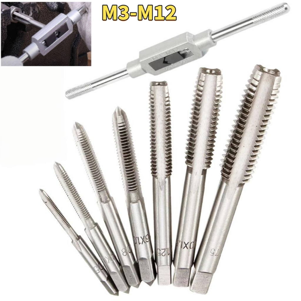 Jogo De Macho Com Vira Macho 8 Pças M3 A M12 Pra Abrir Rosca em Oferta na Shopee