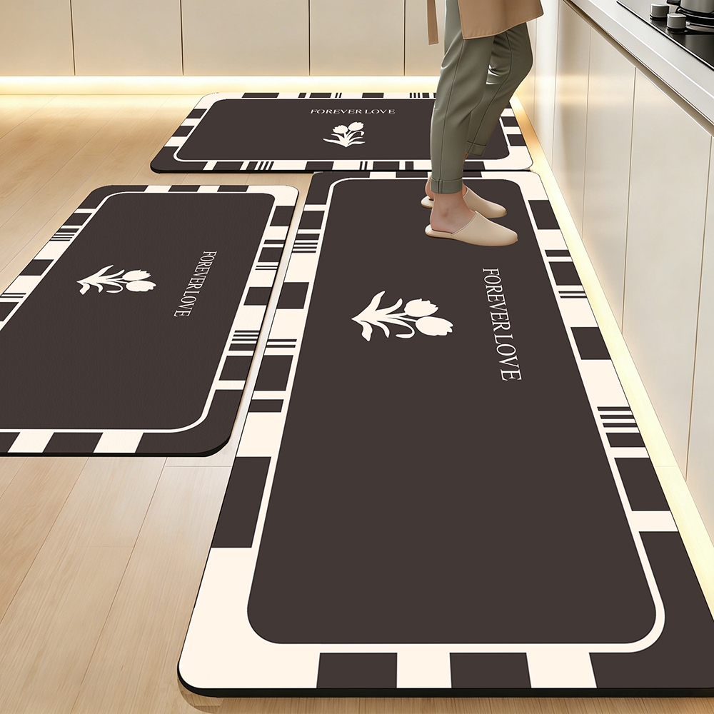 Kit 3 peças Tapete de Cozinha de Borracha - Resistente, Antiderrapante e Fácil de Lavar, 120x40cm e 60x40cm e 60x40cm