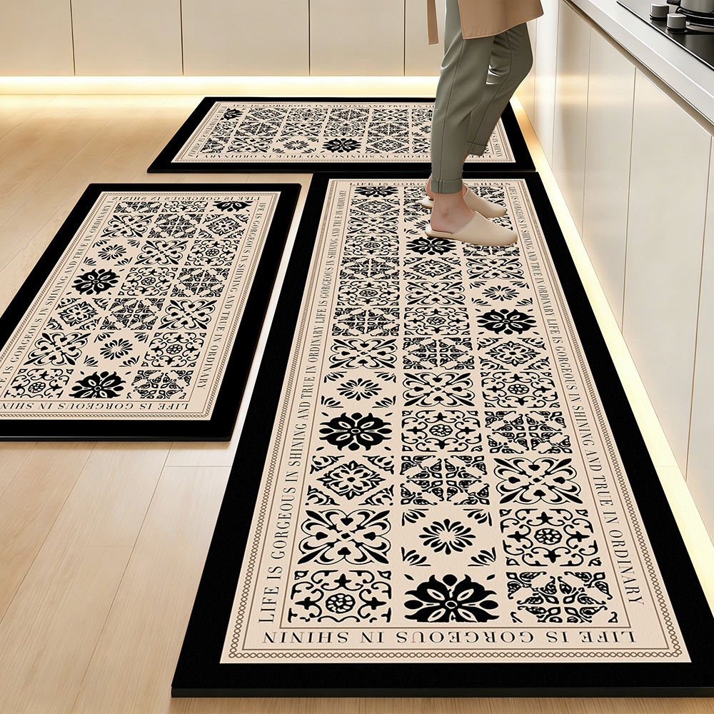Kit 3 Tapetes de Cozinha Premium Tamanho Grande - Antiderrapante, Absorvente e Secagem Rápida 160x50cm +80x50cm+80x50cm