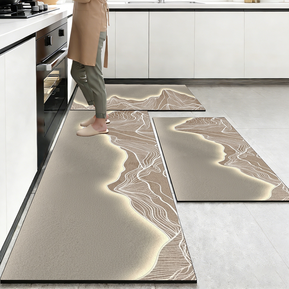 Kit 3 Tapetes de Cozinha Premium Tamanho Grande - Antiderrapante, Secagem Rápida e Resistente 160x50cm + 2x 80x50cm