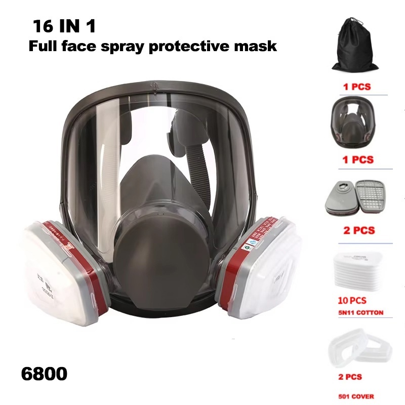 Respirador Facial ReutilizáVel Cobertura Completa 16 Em 1 Tampa De GáS Vapor OrgâNico Amplo Campo VisãO MáScara Pintura