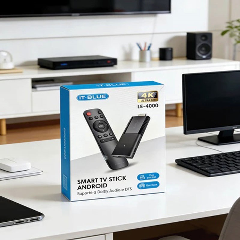 Sistema Stick 4K Ultra HD Android-512 Gb + 1 Tb , Controle por Voz Bluetooth , Wi-Fi 5G , HDMI