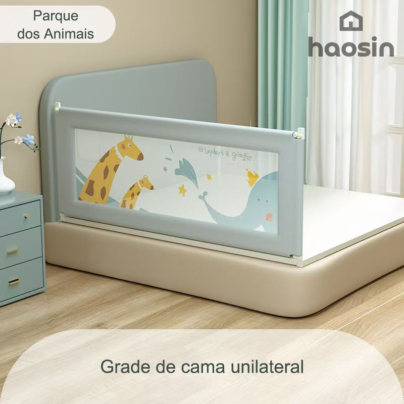 JOYA KID Grade De Cama Com Tela De Segurança Para Bebês Trava Dupla, Base U, Altura Ajustável 2 Metros de Comprimento