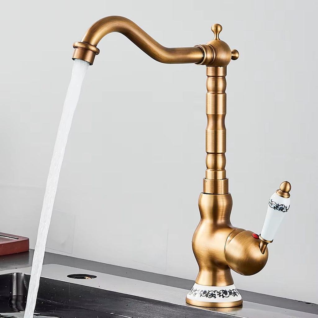 Torneira Para Bancada De Banheiro E Cozinha De Latão Antiga , Água Quente E Fria em Oferta na Shopee