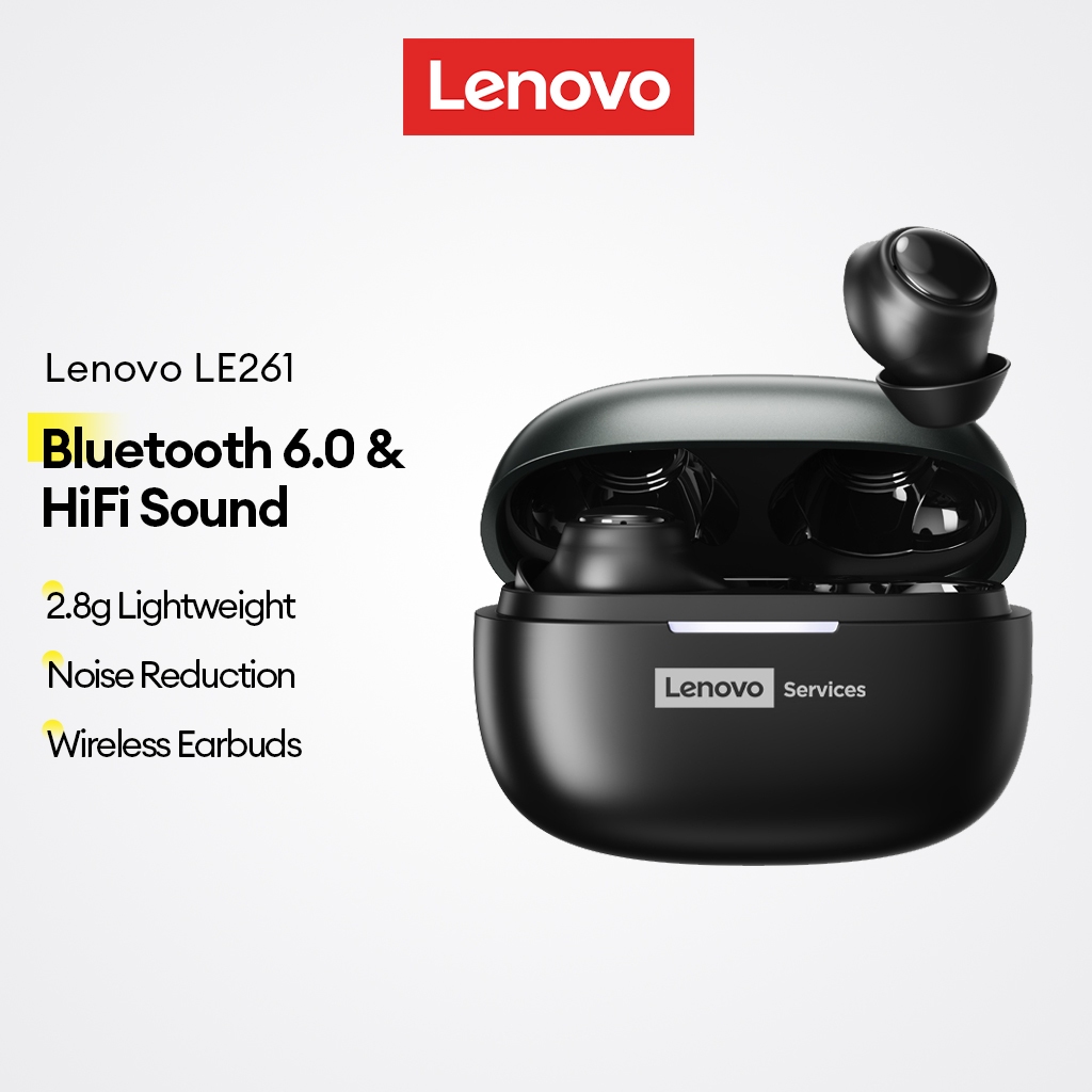 Fones De Ouvido Sem Fio Lenovo LE261 Bluetooth 6.0 Com 2.8g Leve E Redução De Ruído Som HiFi