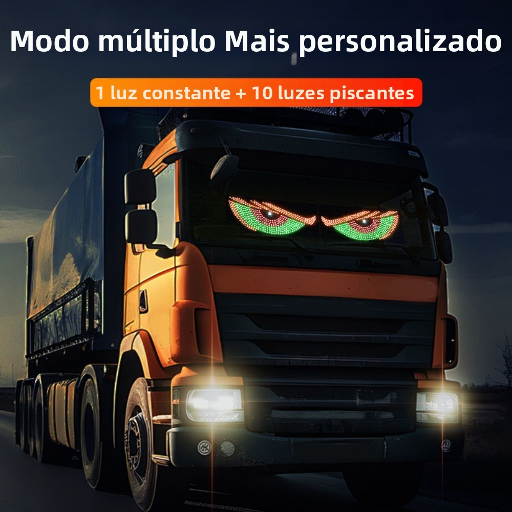 2 Pces 24V 12V USB LED Diabo Olho Dinâmico Grande Olhos Luz Para Carros , Tela De Janela Programável Display Caminhão em Oferta na Shopee