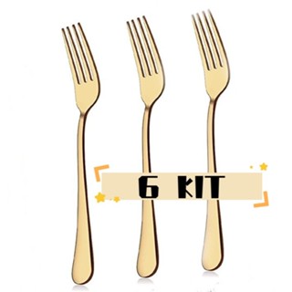 Kit 6 Multifuncional Garfo De Aço Inoxidável/Mesa De Jantar/Ouro/Premium em Oferta na Shopee