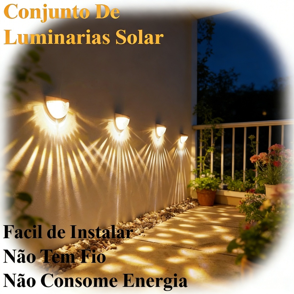 Luminária Solar Meia-Lua 4 Peças para Parede, Escada e Cerca - Luz Noturna Externa em Oferta na Shopee