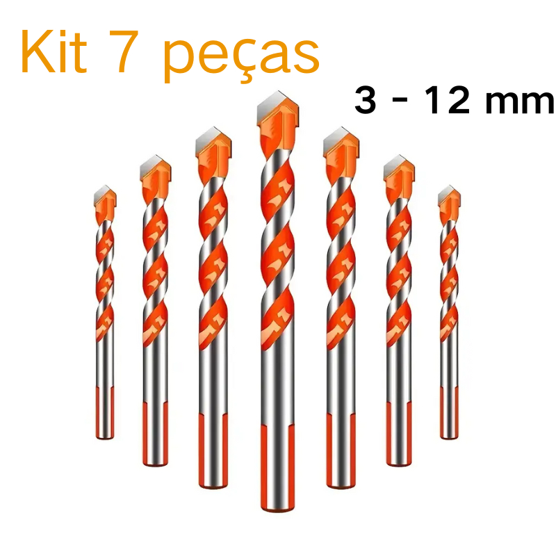 kit de brocas diamantadas de carboneto profissional  para furadeira 7 tamanhos 3-12mm