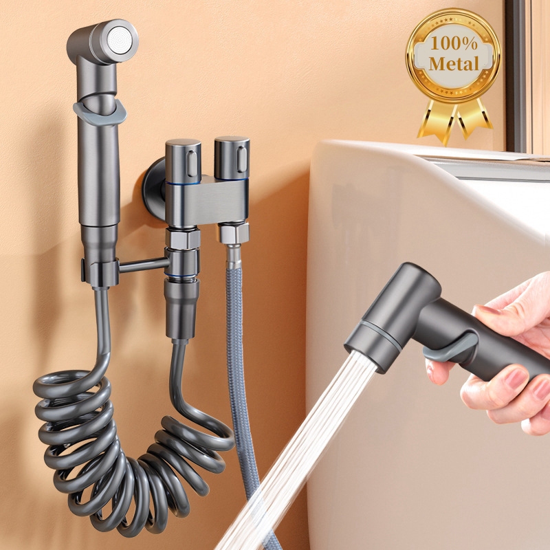 KIT BANHEIRO Ducha Higiênica Completa Aço inoxidável Duas Saídas De 1/2 Mm C/Registro Conjunto De Pulverizador