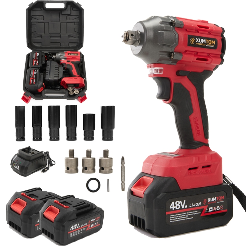 Chave De Impacto eletrica sem fio 500NM Parafusadeira Furadeira 48V Com 2 Baterias e Maleta