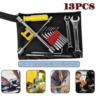 KIT 13 de Ferramentas para Moto 8-14mm com Bolsa - Soquetes Cruzados, Chaves Allen e Chaves Combinadas em Oferta na Shopee