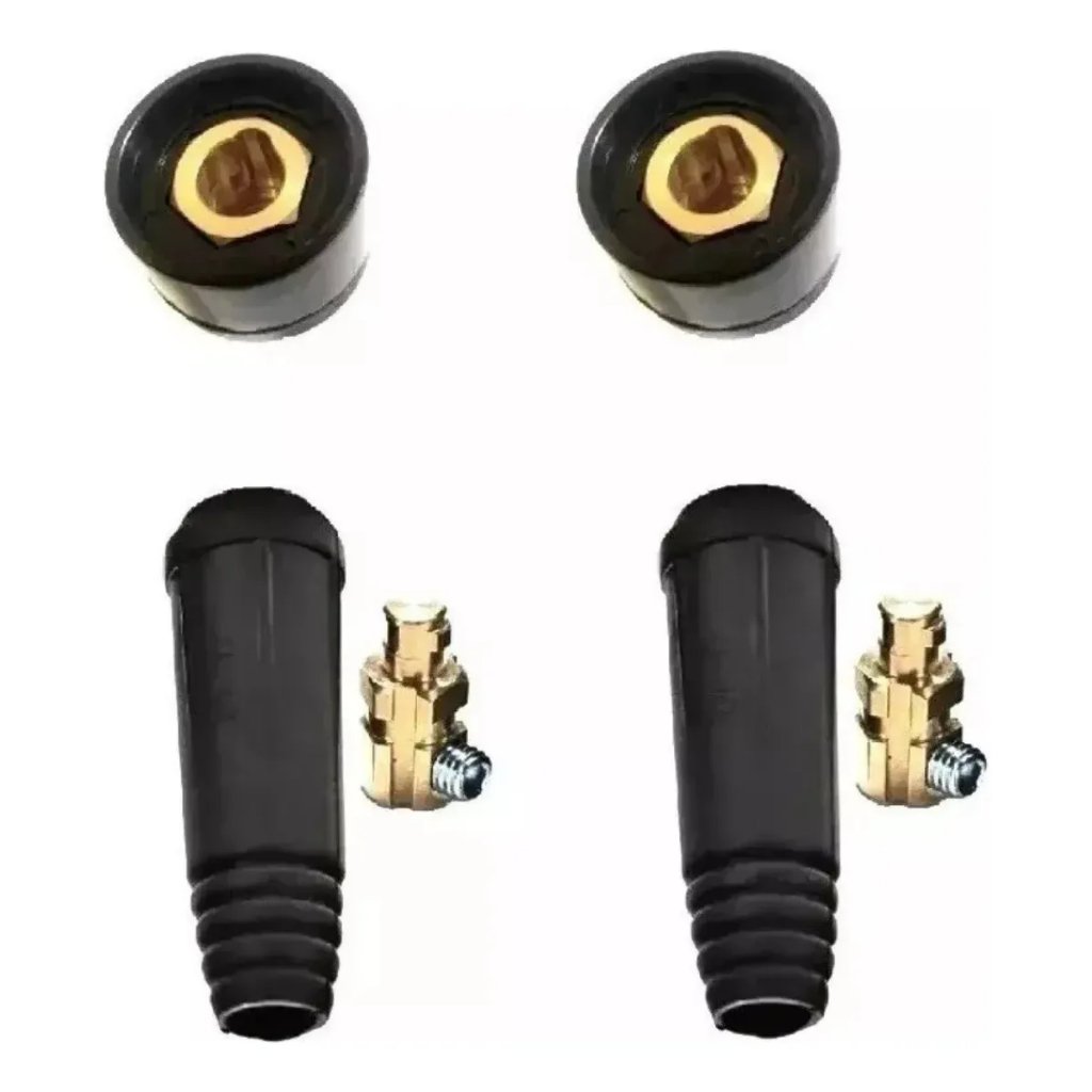 Kit 4 Conector Inversor De Soldagem Acoplamento 9mm Com 2 Machos E 2 Fêmeas Eletrodo De Plasma Mig Tig