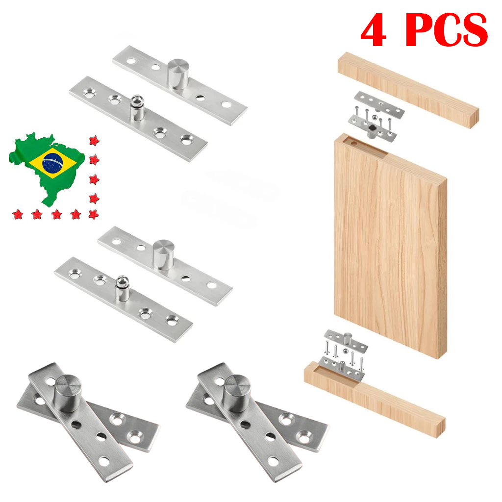 4 peças Dobradiça Pivotante Porta Pivô Pino De Aço Inoxidável 360 Graus para Porta 200kg com parafusos de fixação