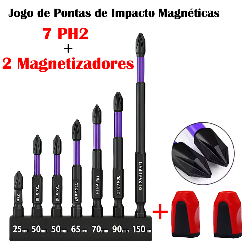 7 peças magnética antiderrapante anti-impacto cruz PH2 Bit (haste Hexagonal) conjunto + 2 magnetizadores em Oferta na Shopee