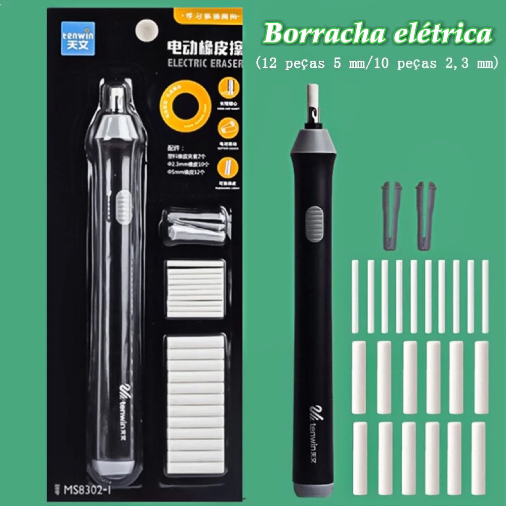 Borracha Elétrica Profissional para Escolar,Lápis Borracha Elétrica Com diferente Refil Para Arte Estudante em Oferta na Shopee