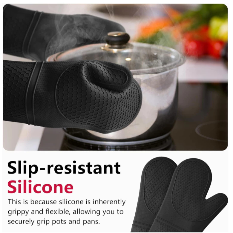 Luva Térmica Profissional para Forno Fogão 50cm Industrial Resistente Alta Temperatura Silicone Algodão