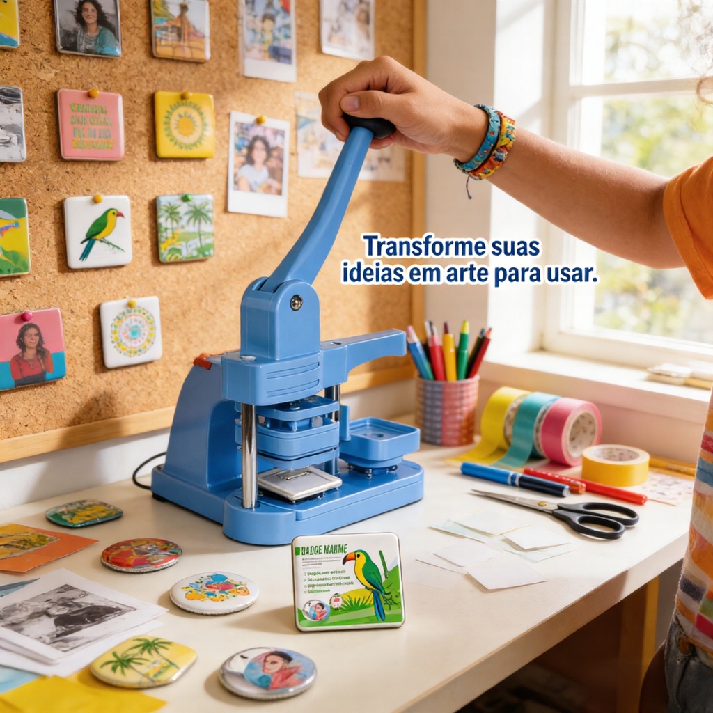 Kit Conjunto de Máquina de Square Crachá Prensista Máquina De Button, Botão, Broche, Crachá 50mm 100 Boton em Oferta na Shopee