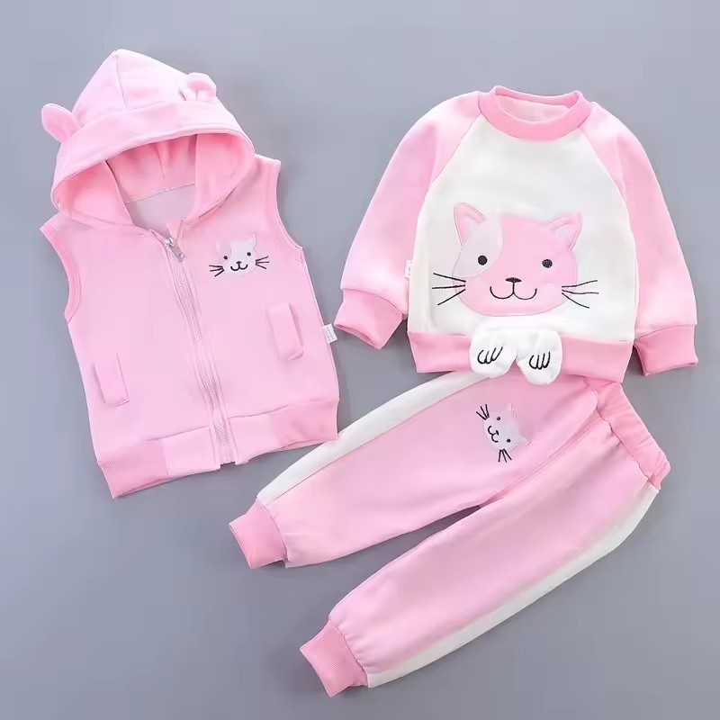Inverno Meninas Conjuntos Meninos Terno Quente Crianças Dos Desenhos Animados Casacos Com Capuz Calças 3 Pçs Outono Roup em Oferta na Shopee
