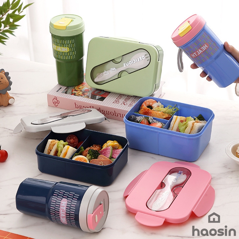 haosin Kit Pote Para Marmita + Garrafa 550ml + Talheres  Prática e Portátil (Tampa Não Pode Ser Aquecida)