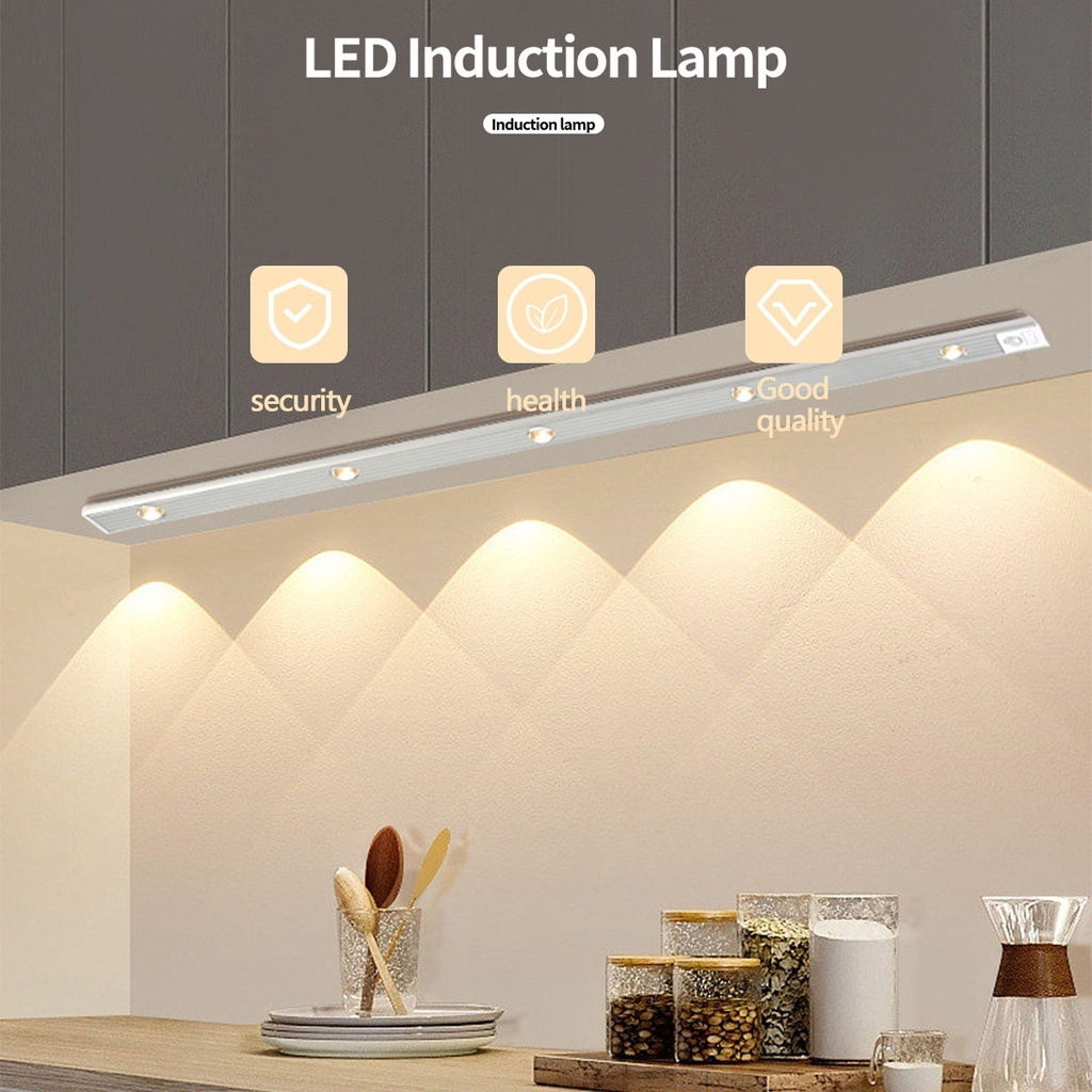 Smart Luminária LED Inteligente com Sensor de Movimento, Recarregável USB, Fina, 30/40/60cm, 3 Módulos