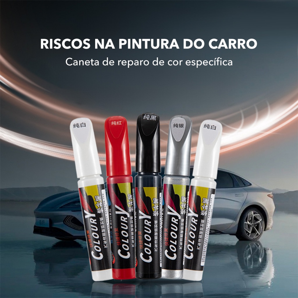 Caneta colorida para reparo de arranhões em carros, 12 cores, retoque à prova d'água, ferramenta para cuidados com o car em Oferta na Shopee