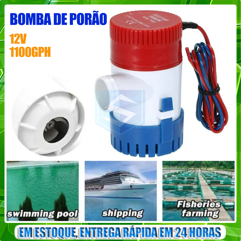 Bomba de Porão1100GPH 12V Submersível De Porão Água De Para Barcos Marítimos