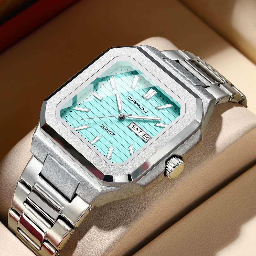 Relógio Masculino CRRJU Autêntico Marca Nova Moda Pulseira De Aço Inoxidável Mãos Luminosas Único Minimalista Grande Mos em Oferta na Shopee