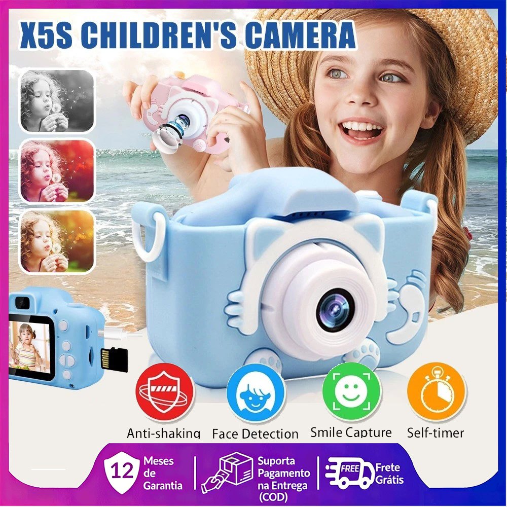 🎁Envio rápido🎁Mini Câmera Infantil Mini Recarregável Com Capa Video Jogos Fotos em Oferta na Shopee