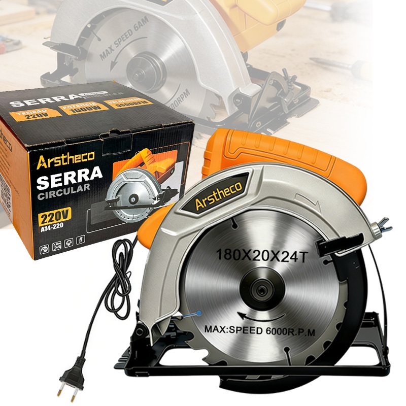 Serra Mármore 1600W bivolt 5500RPM 45 Graus Madeira Piso Granito Cerâmica Profissional Corta