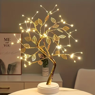Luz de árvore LED de folha dourada, adequada para decoração de casa, quarto, iluminação de mesa de cabeceira em Oferta na Shopee