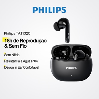 Philips TAT1320 Fone de Ouvido Bluetooth Sem Fio TWS Resistente a Agua IPX4 Som HiFi Graves Fortes Original Bateria 18h em Oferta na Shopee