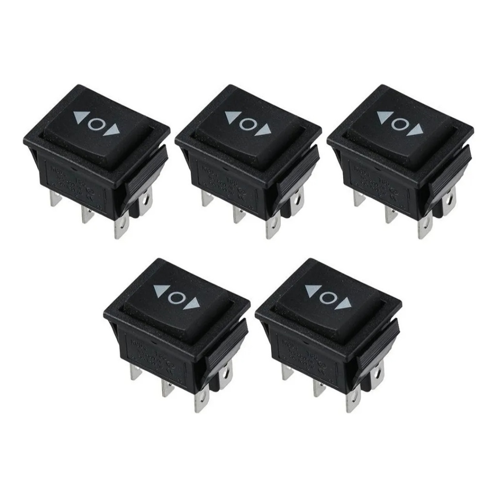 Kit 5 Botões Liga/desliga Momentâneo 6 Pin - Preto