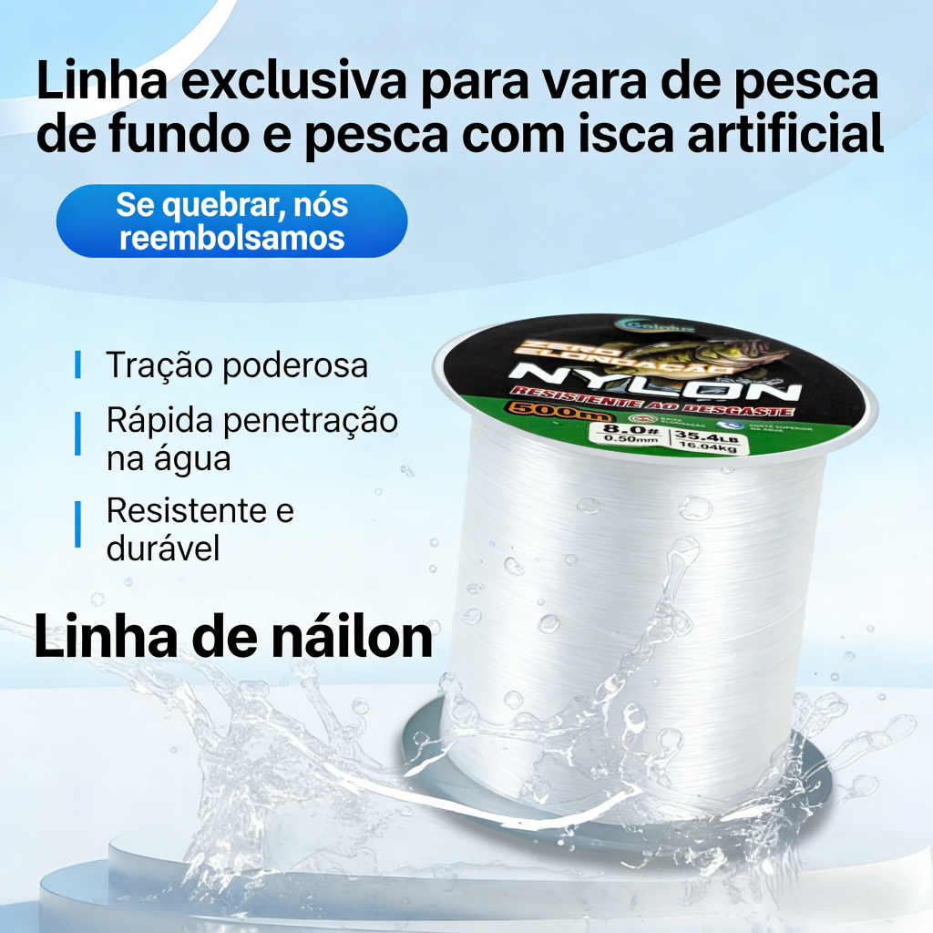 Golaluz Nova Linha De Pesca 500M Forte De Náilon 7-38LB Para Água Doce/Salgada Nylon