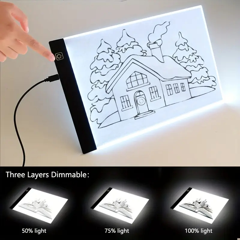 Mesa digitalizadora portátil A4/A5 com LED USB, adequada para cópia, pintura e prática de caligrafia em Oferta na Shopee