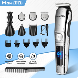 MOMLULU 12 Em 1 Aparador Pelos Aparelho Barbeador Elétrico Sem fio Máquina De Barbear Corte De Cabelo Carregador Bivolt em Oferta na Shopee