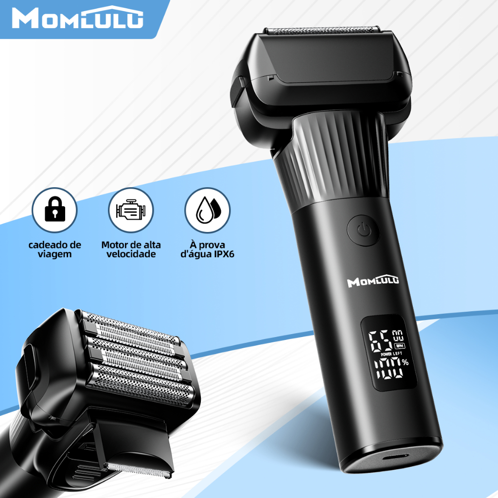 Maquininha Cortar Cabelo Masculina Cabeça De 5 Bits Barbeador Elétrico Prova D'água Adequado Para O Rosto Recarregável