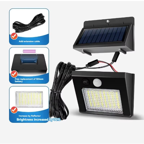 Refletor Solar 160 Leds Sensor De Presença Ip66 Para Parede Jardim Muro